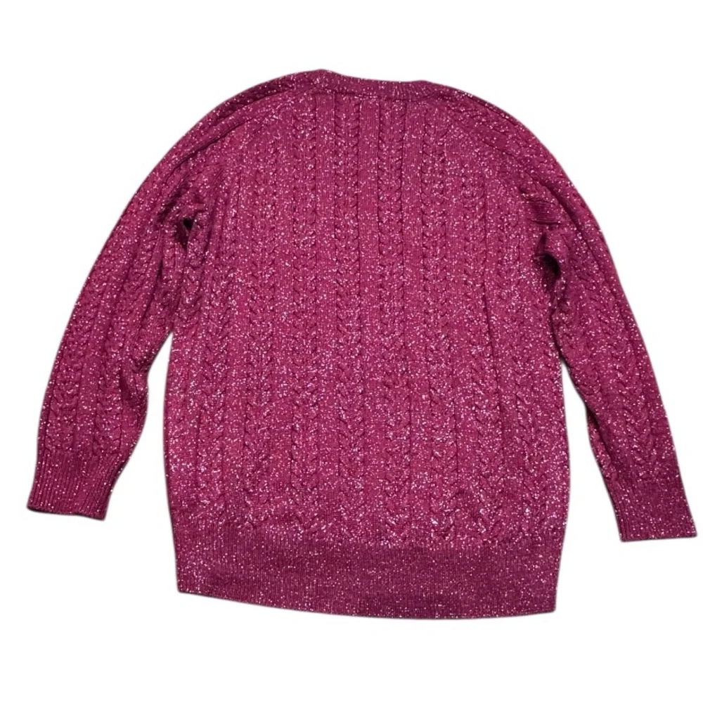 Athleta Crossroads Crew Sweater size M 984562 Decadent Red Metallic